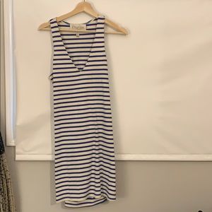 Blue and white stripe mini dress